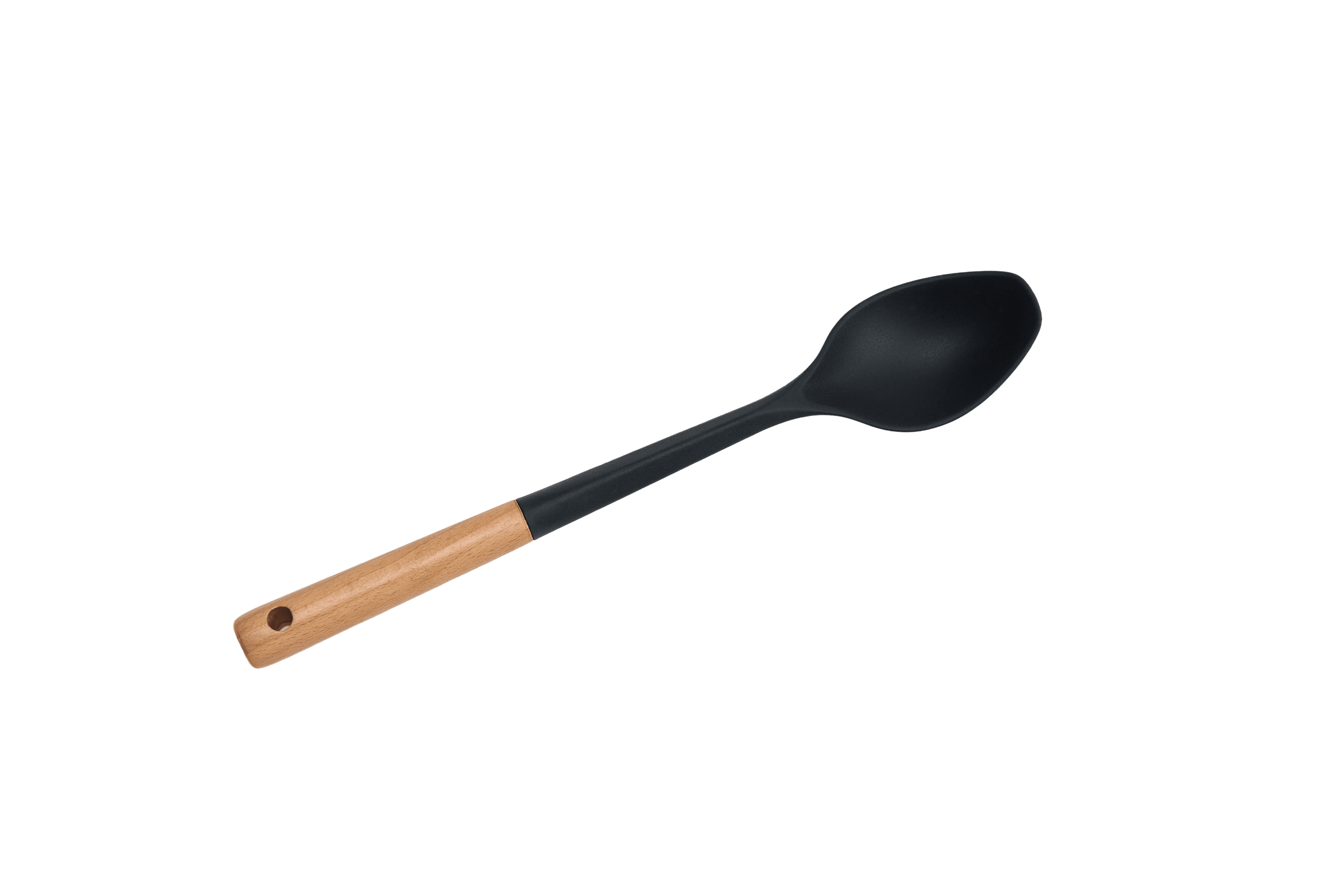 Silicon Solid Spoon with Wood Handle