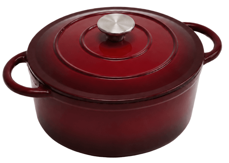 Dual Red Round Casserole — Dual Red — Black Enamel