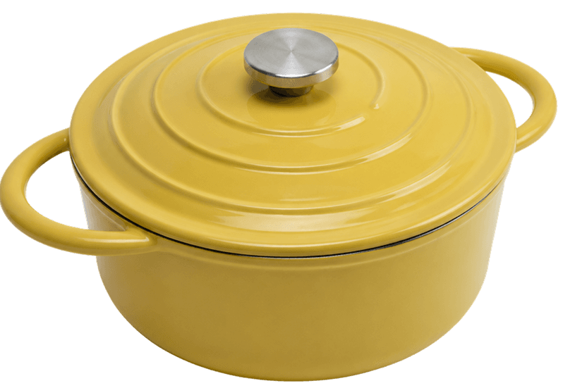 Yellow Round Casserole — Yellow — Black Enamel