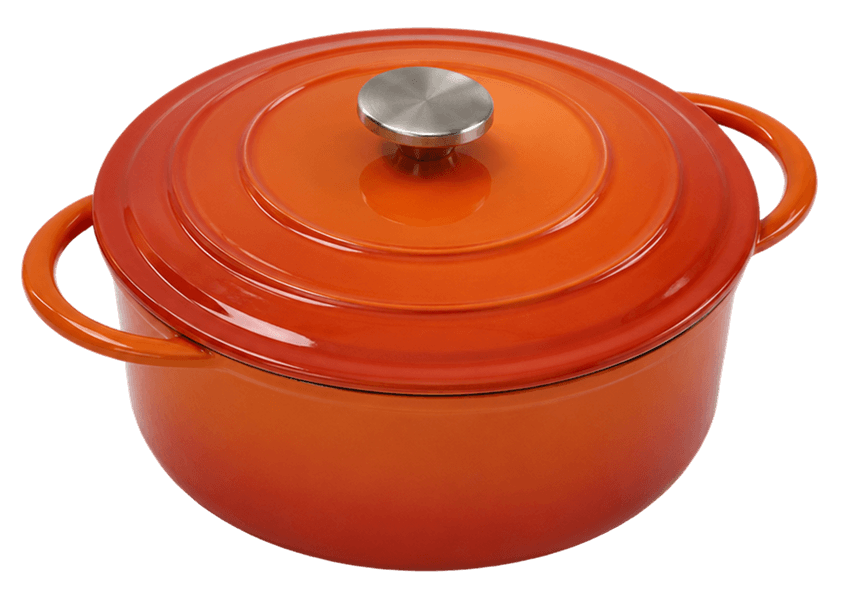Dual Orange Round Casserole — Dual Orange — Black Enamel