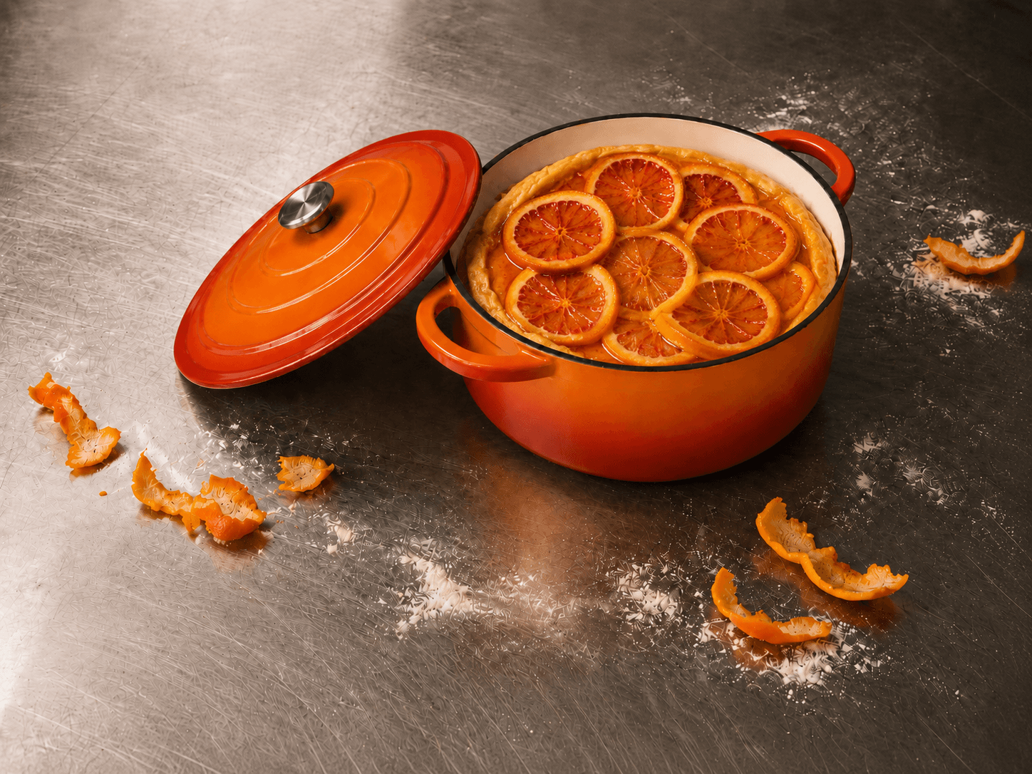 Dual orange round casserole