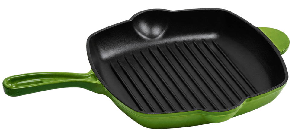 Dual Green Square Grill Pan — Dual Green — Black Enamel