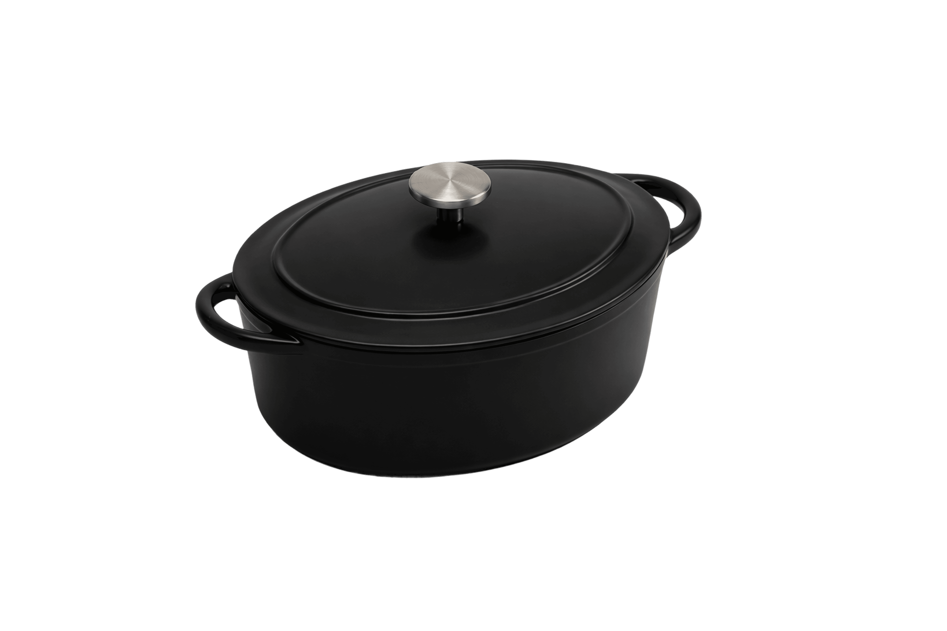 Cast Iron Oval Casserole — Black