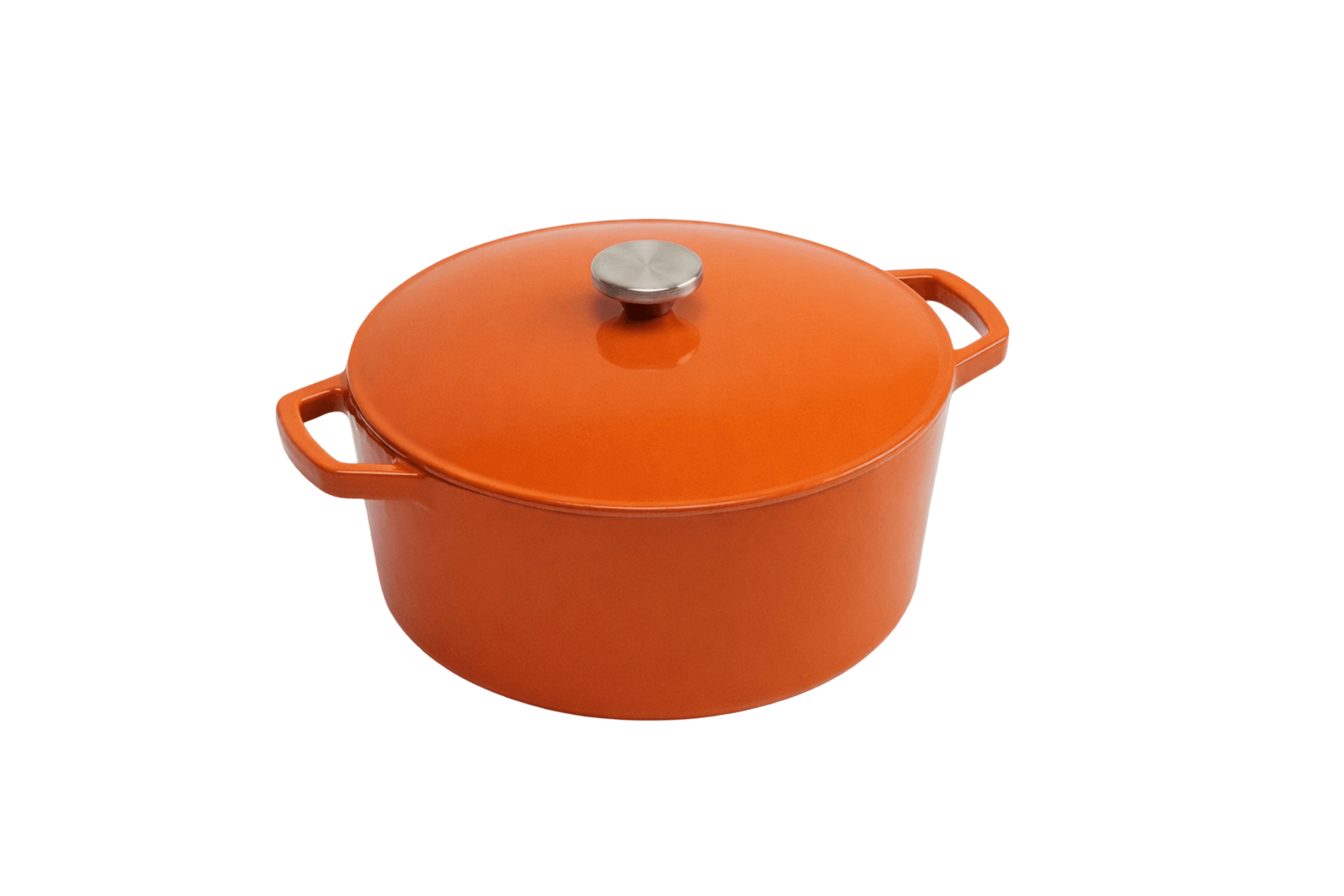 Cast Iron Round Casserole — Orange