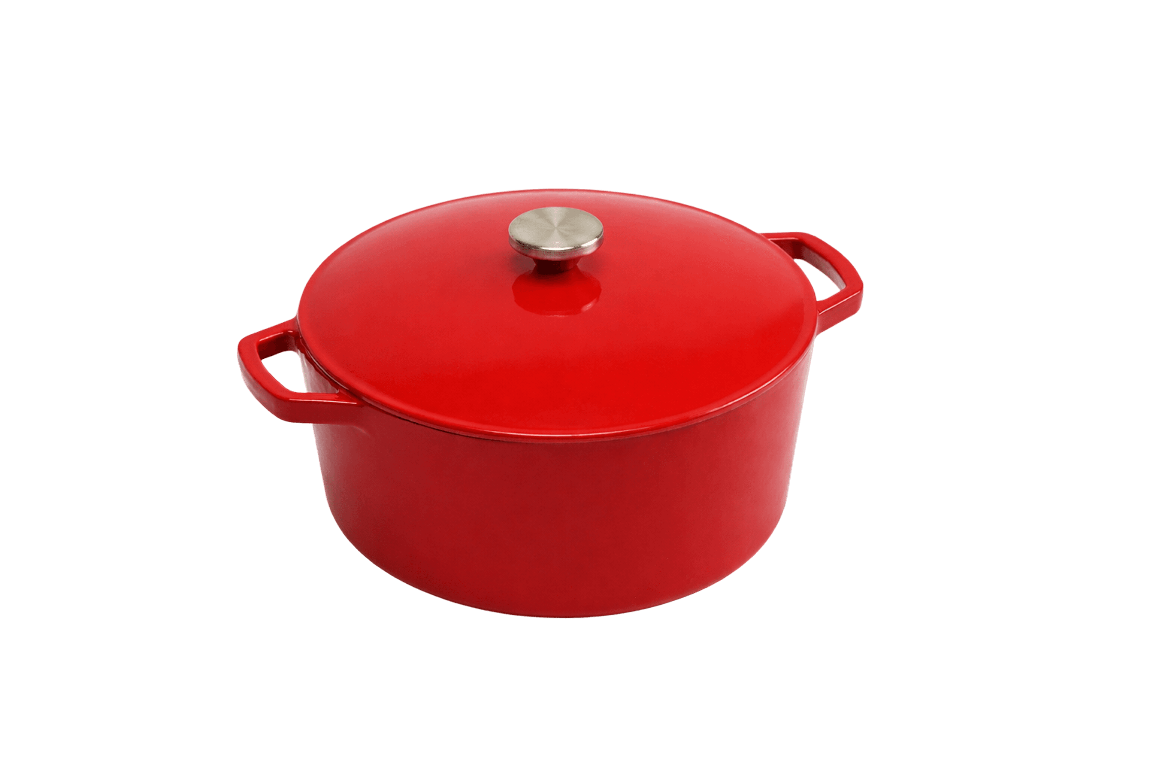 Cast Iron Round Casserole — Red