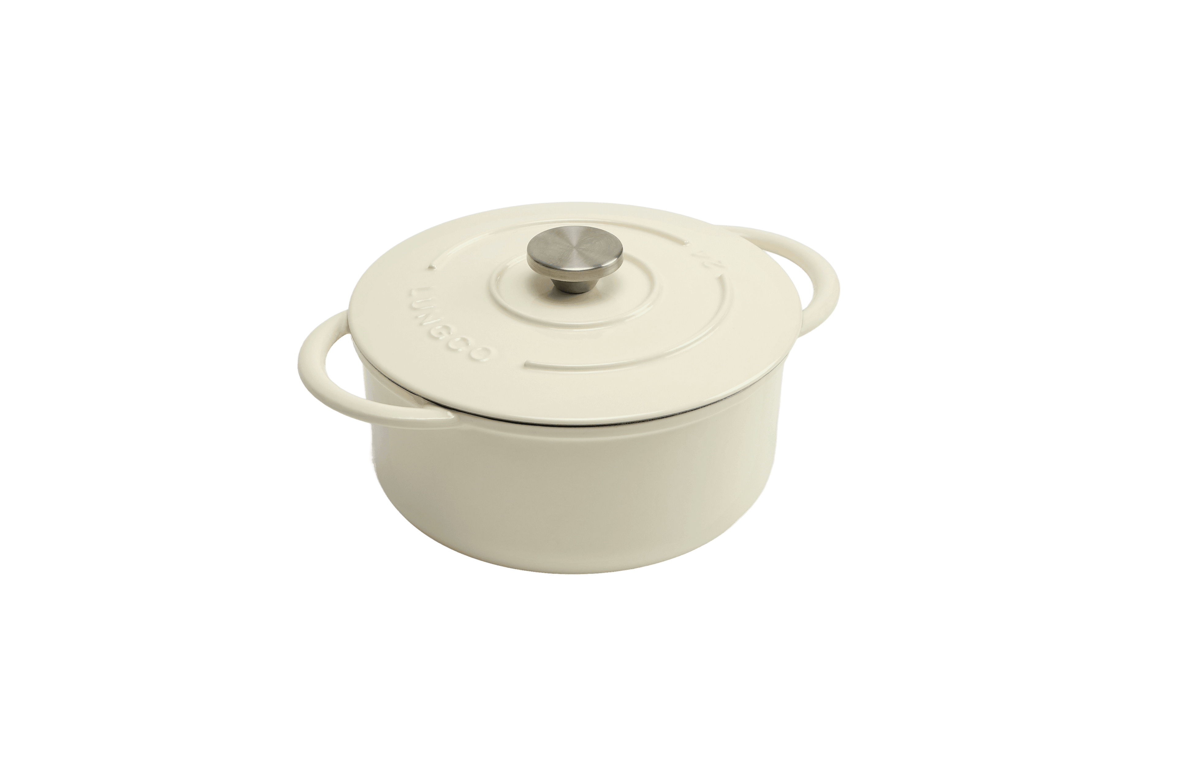 Cast Iron Round Casserole — White