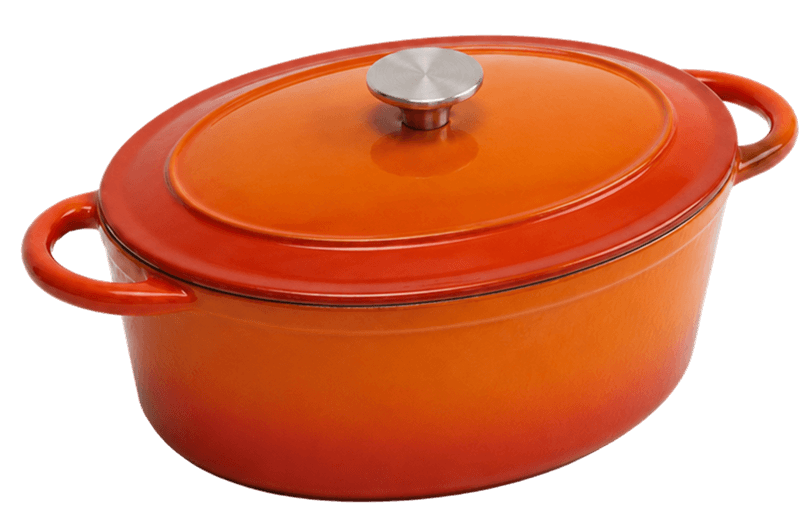 Dual Orange Oval Casserole — Dual Orange — Embossed Lid