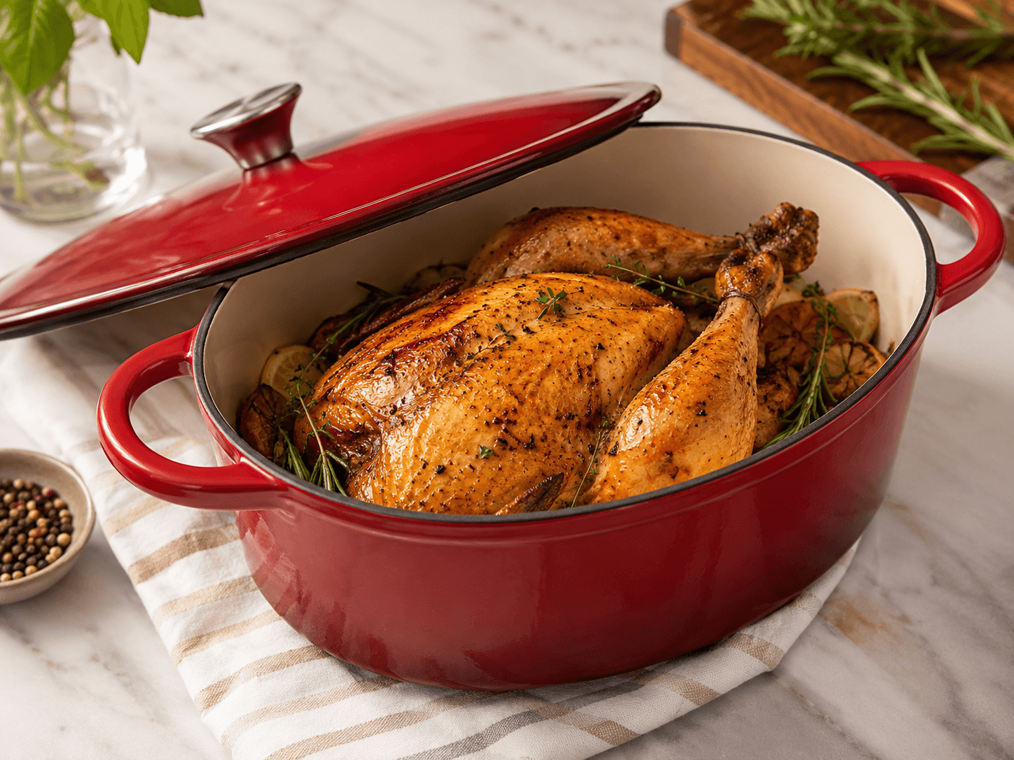 Dual red oval casserole