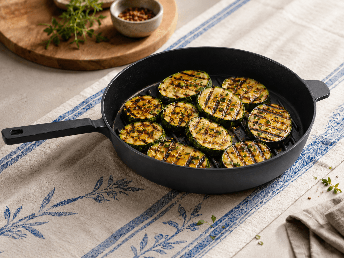 Matte black grill skillet