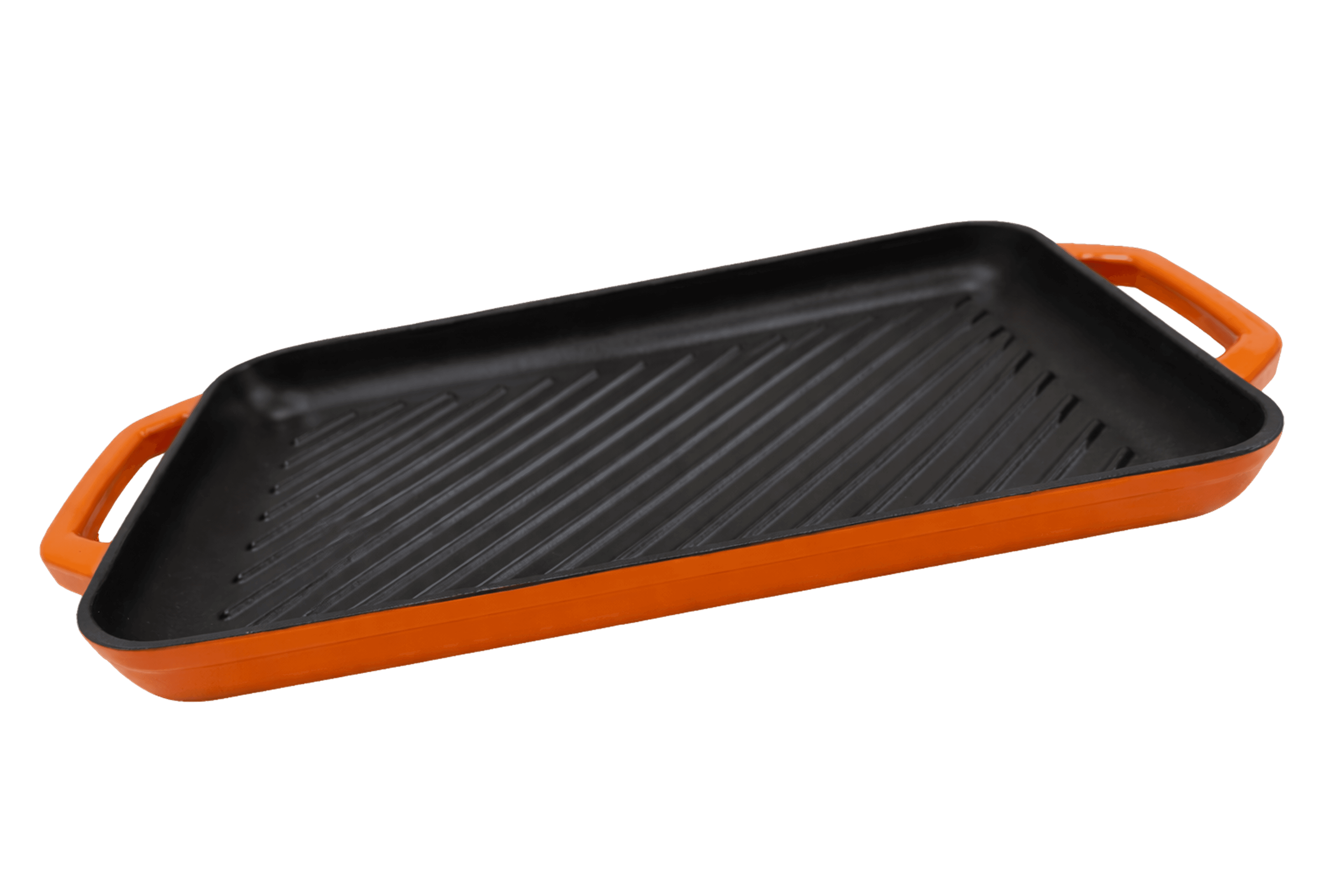 Cast Iron Rectangular Grill Pan — Orange
