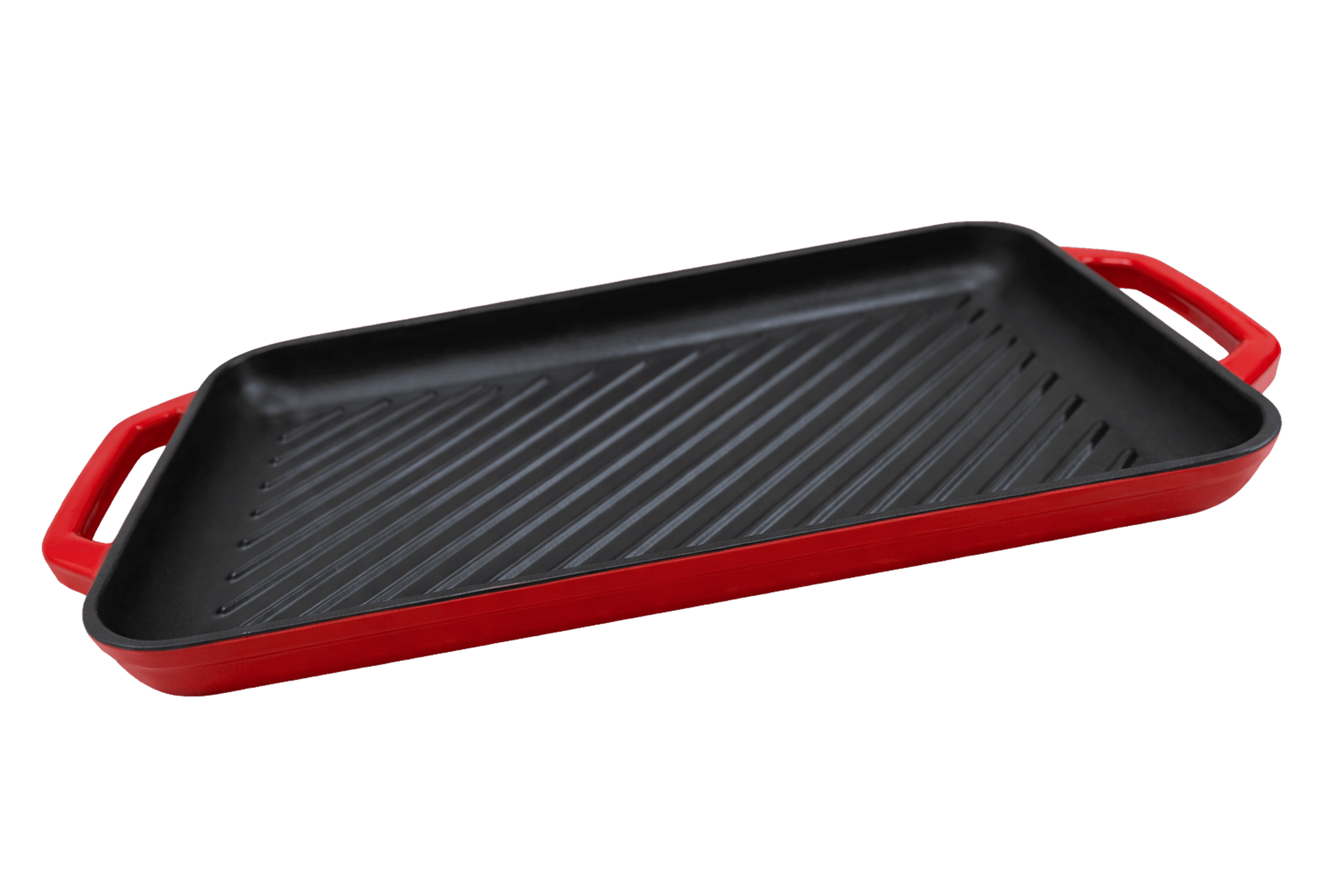 Cast Iron Rectangular Grill Pan — Red