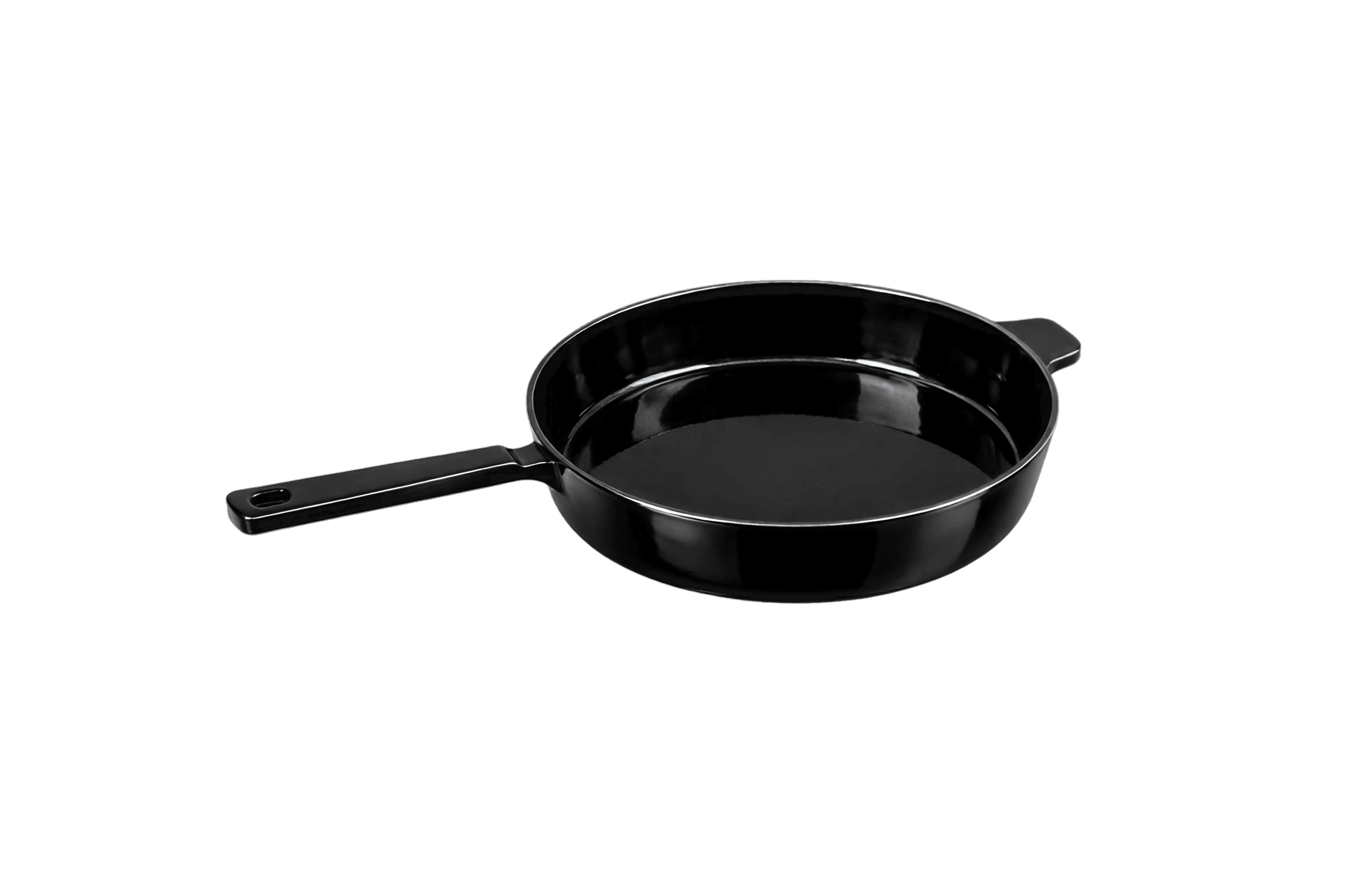 Cast Iron Skillet — Flat (With Handle) — Glossy Black