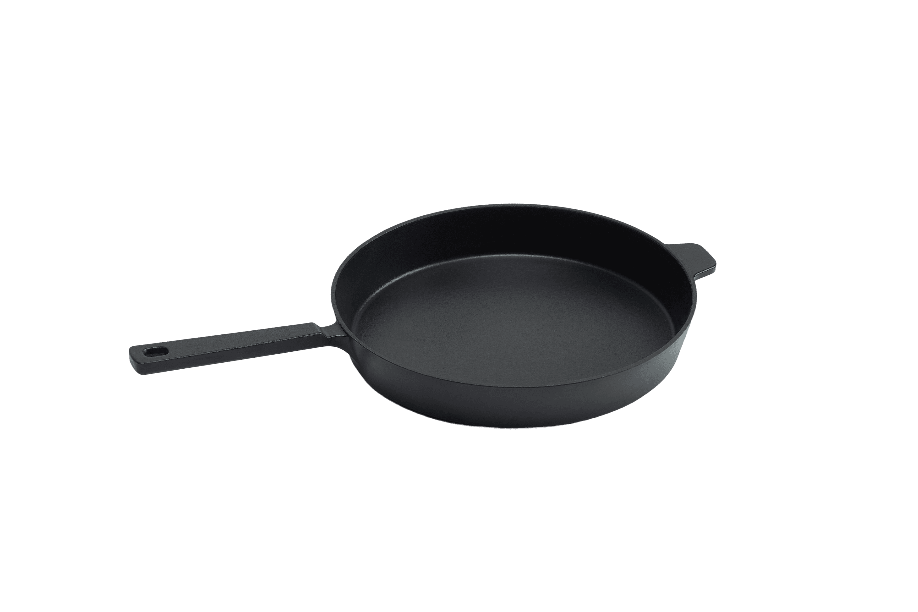 Cast Iron Skillet — Flat (With Handle) — Matte Black