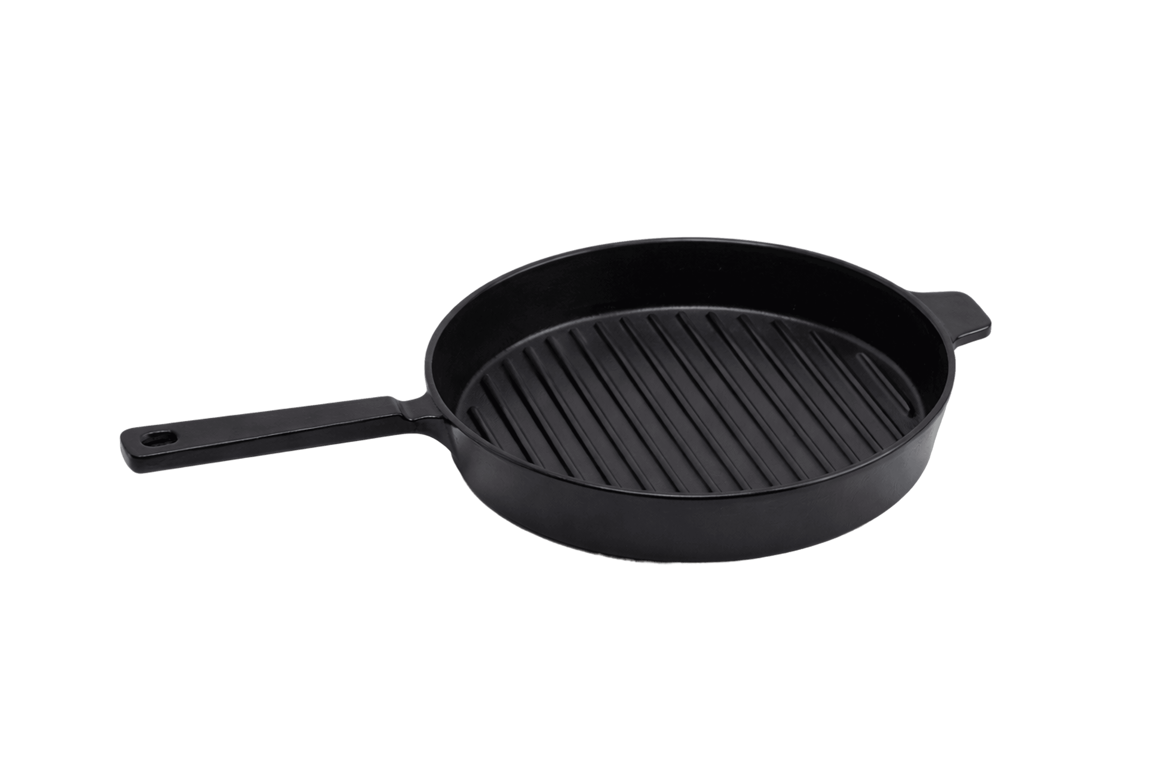 Cast Iron Grill Skillet (With Handle) — Glossy Black