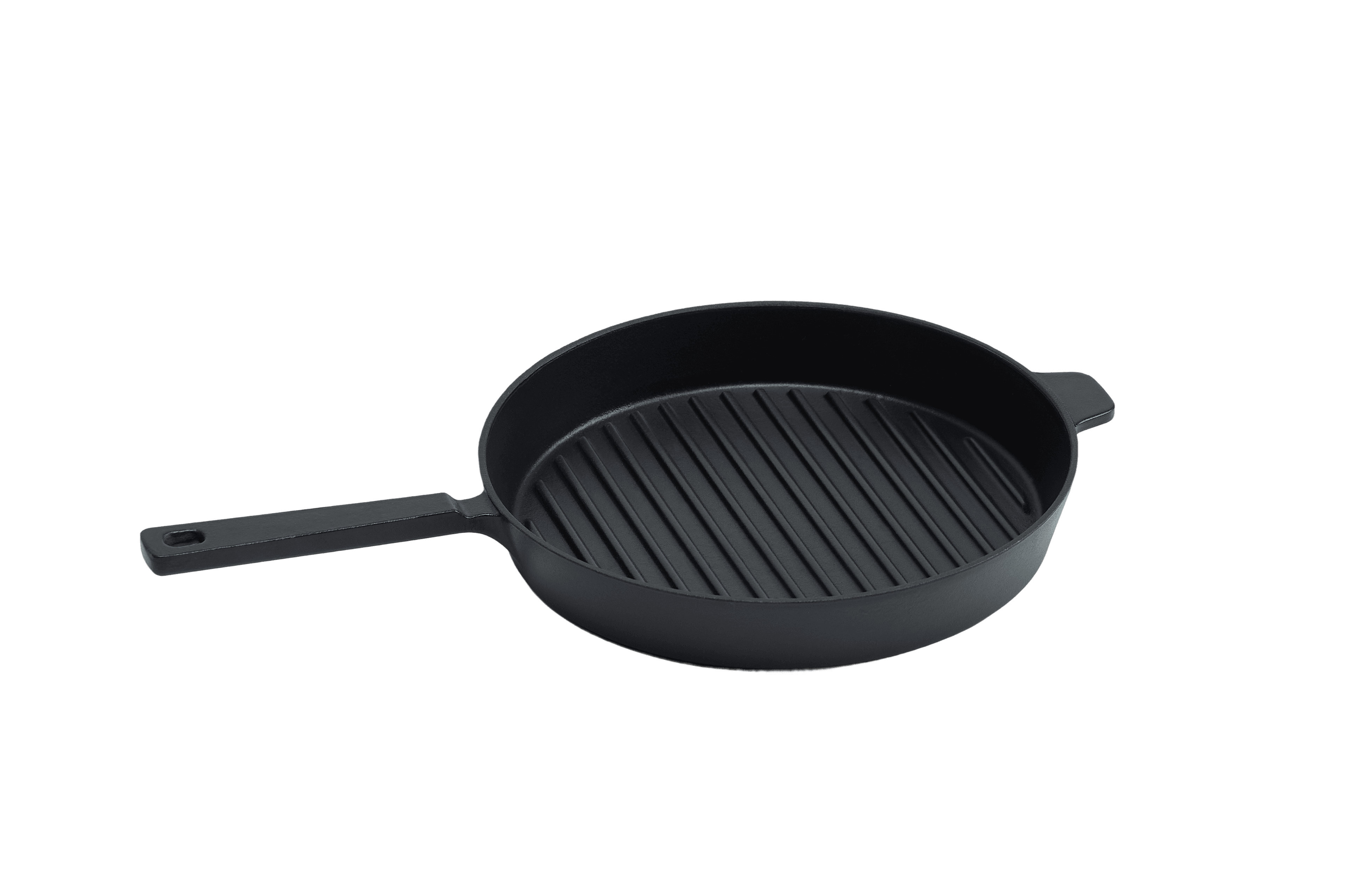 Cast Iron Grill Skillet (With Handle) — Matte Black