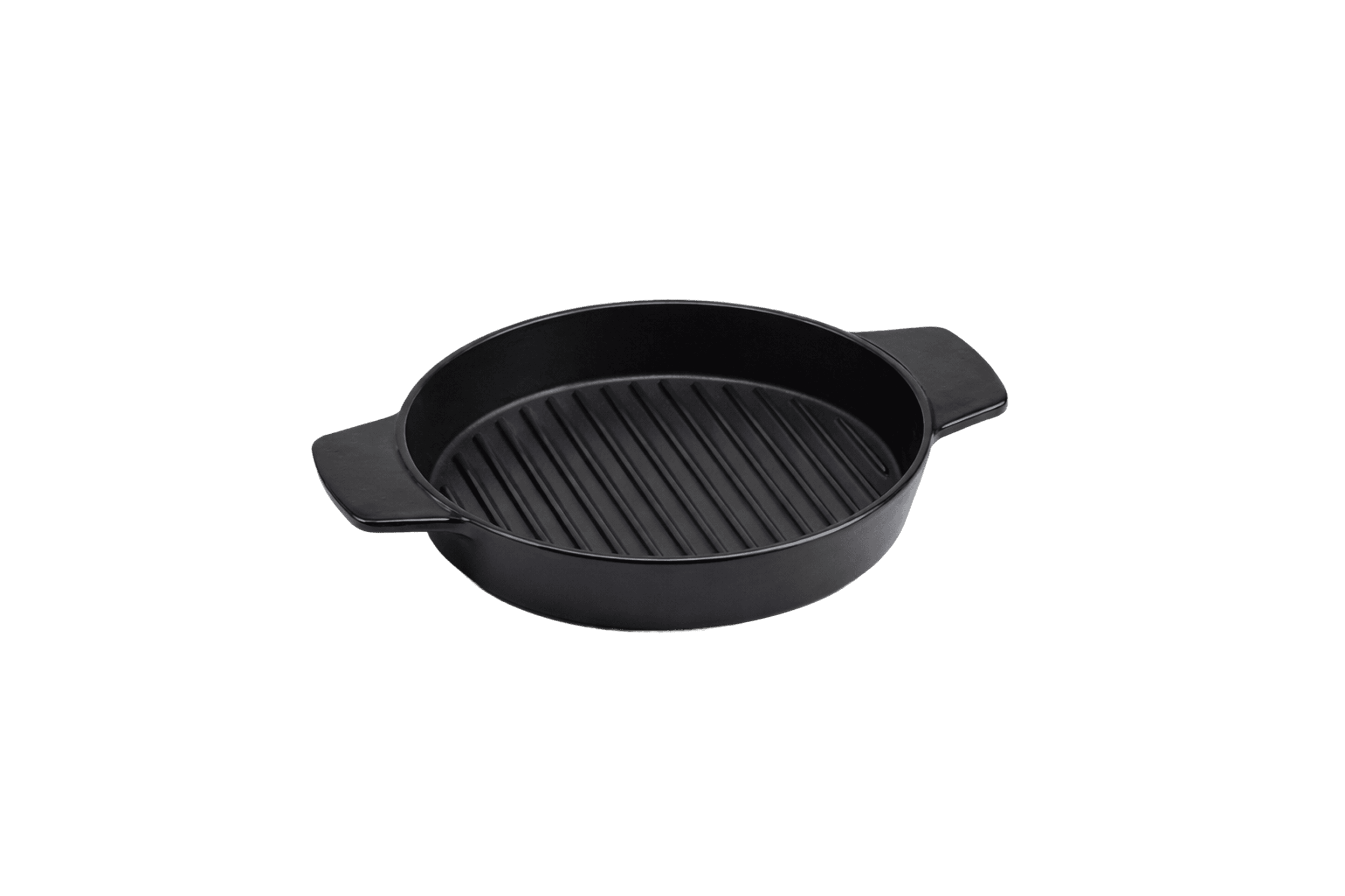 Cast Iron Grill Skillet — Round (Self-Handled) — Glossy Black