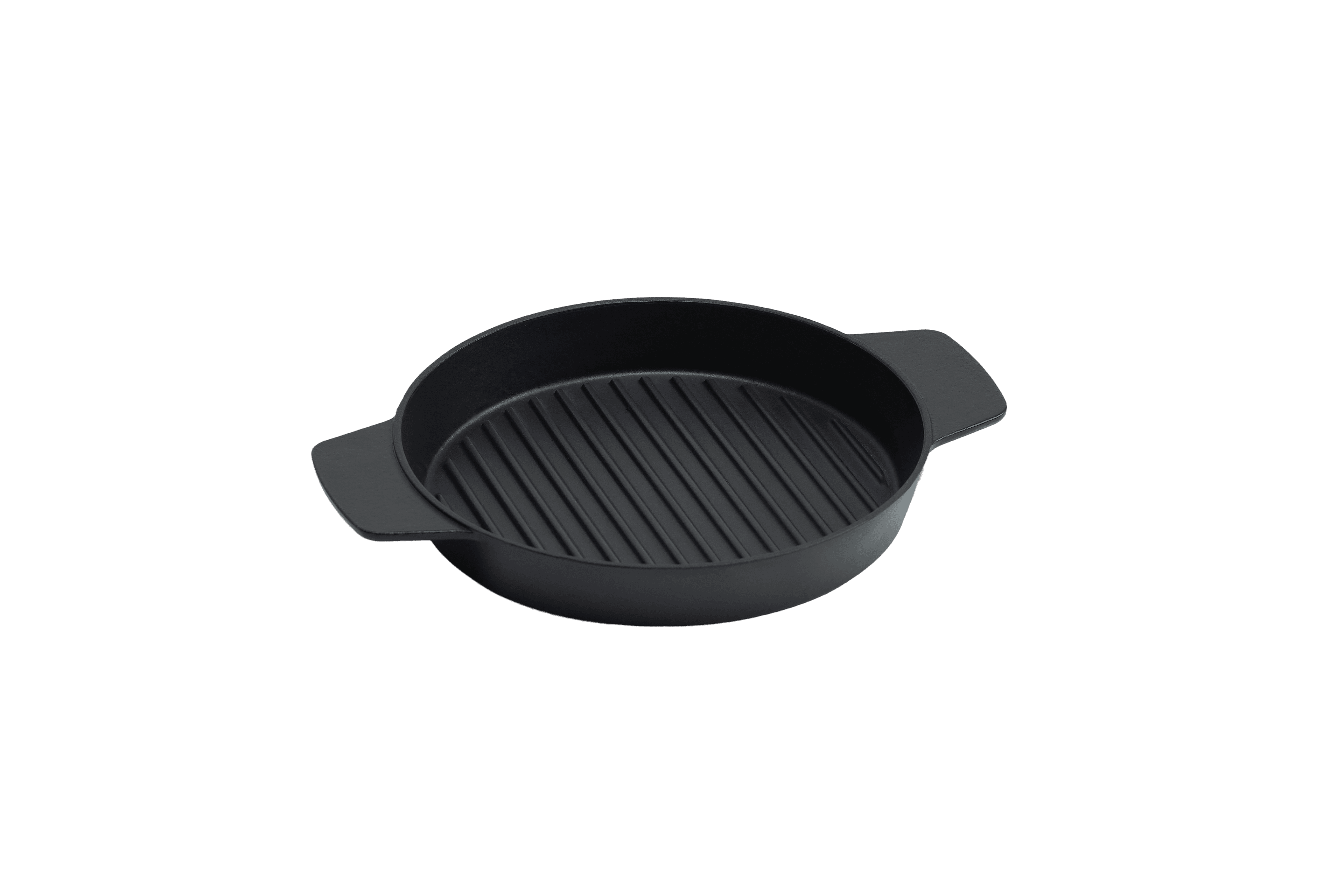 Cast Iron Grill Skillet — Round (Self-Handled) — Matte Black