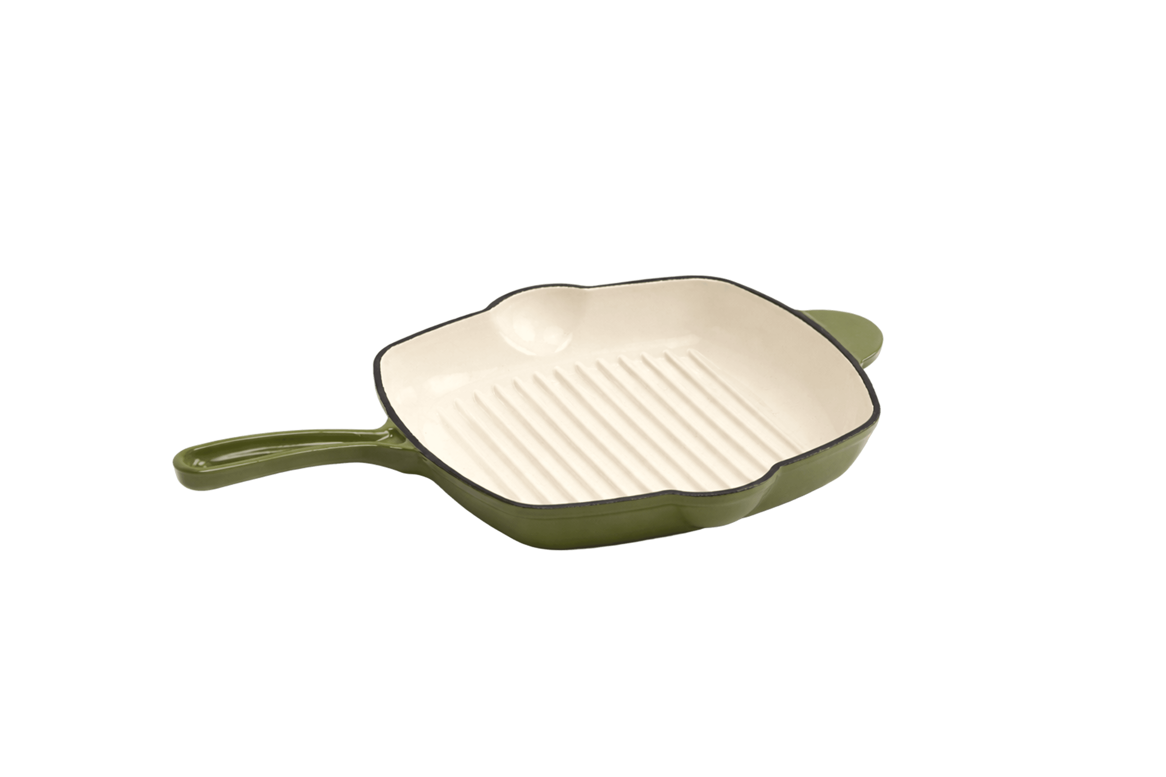 Cast Iron Square Grill Pan — Green