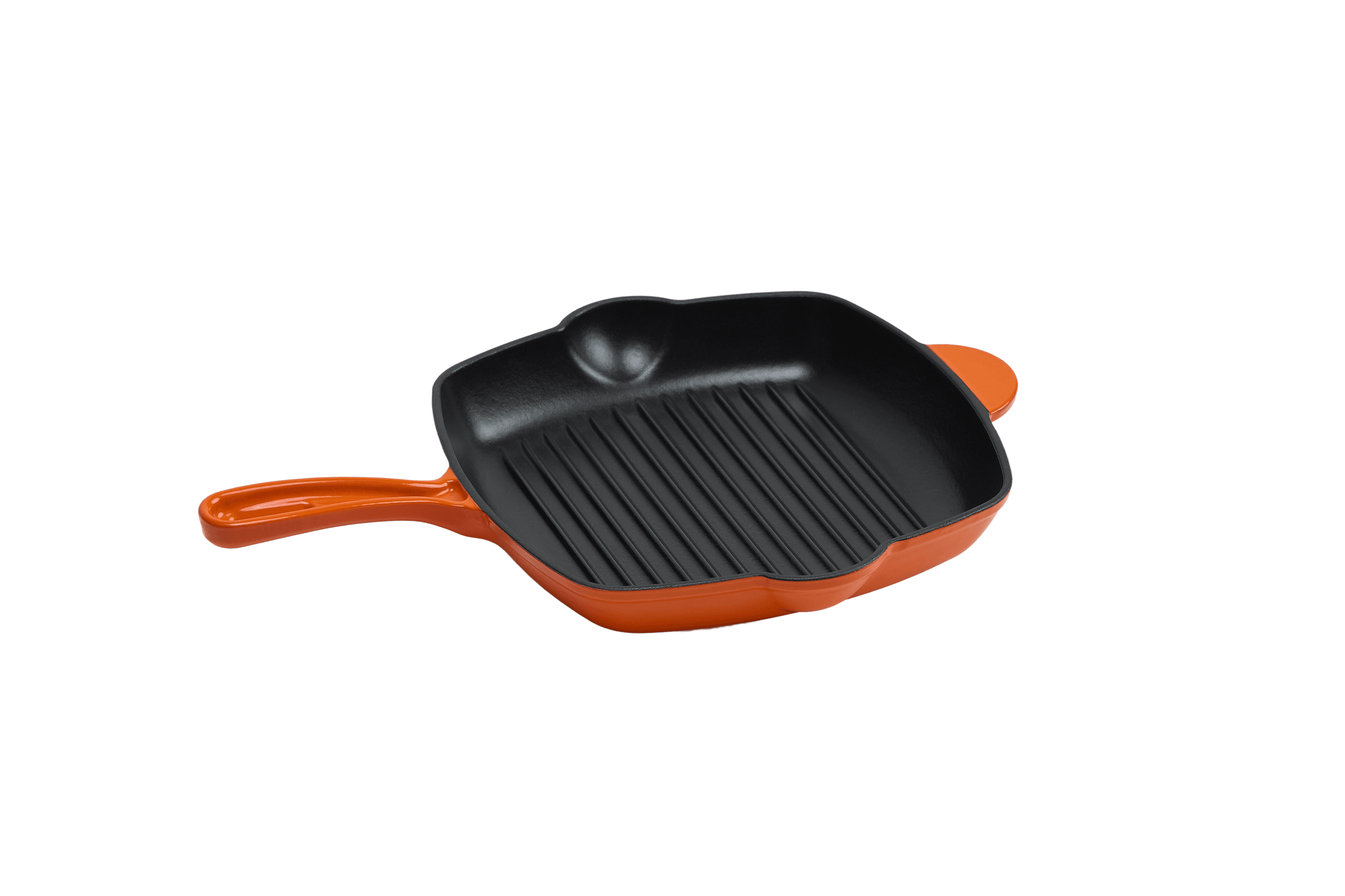 Cast Iron Square Grill Pan — Orange