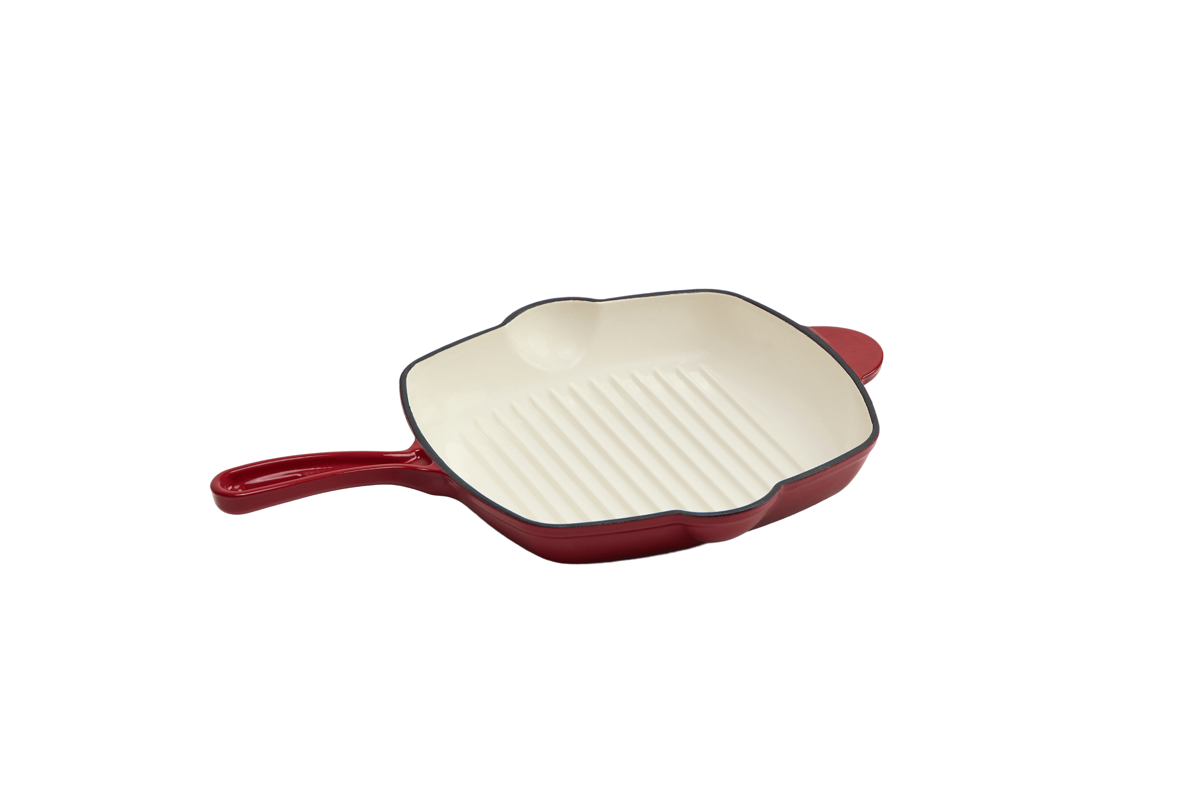 Cast Iron Square Grill Pan — Red
