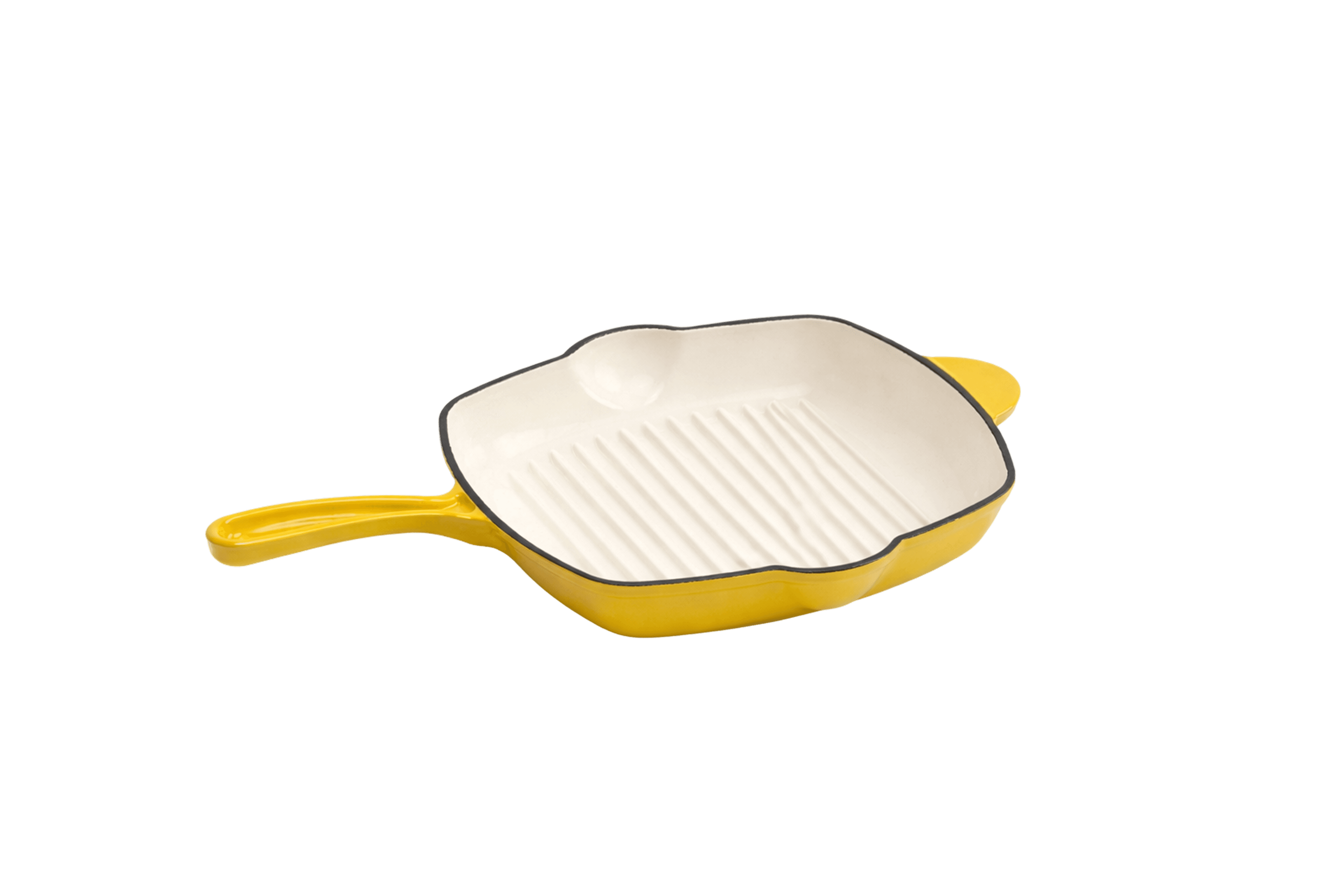 Cast Iron Square Grill Pan — Yellow